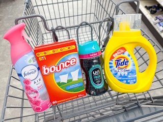 febreze tide downy bounce products in walgreens cart