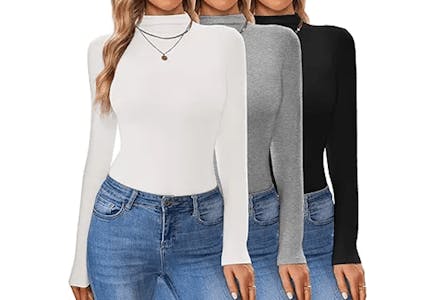 Set of 3 Mock-Neck Tops