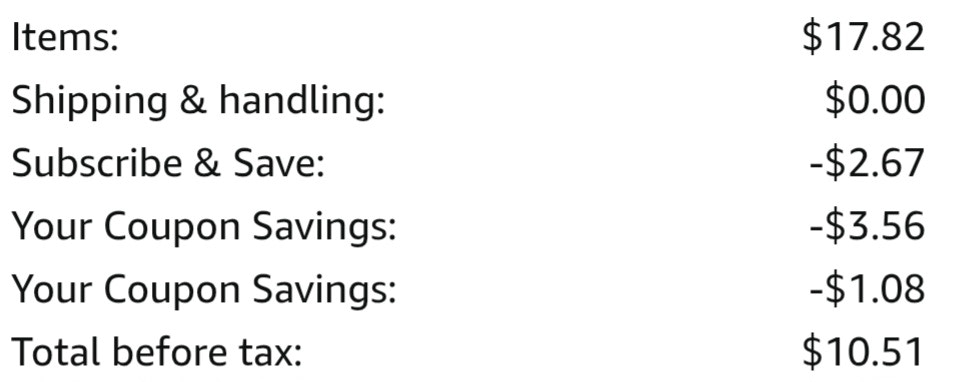 an amazon cart ending in $10.51