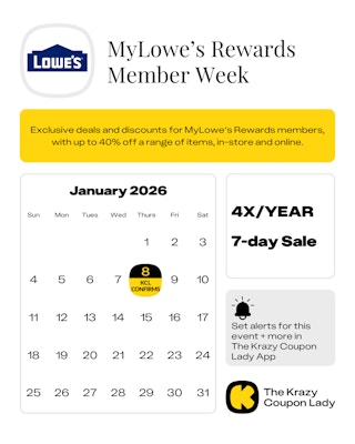 MyLowe's Member Week confirmed dates for January 2026