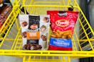 tyson chicken products in a dollar general shopping cart
