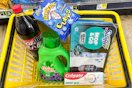 dollar general groceries in yellow basket