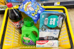 dollar general groceries in yellow basket