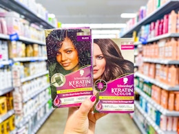 2 boxes of Schwarzkopf Hair Color Kits in hair care aisle of Walmart