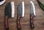 knife set on wood piece