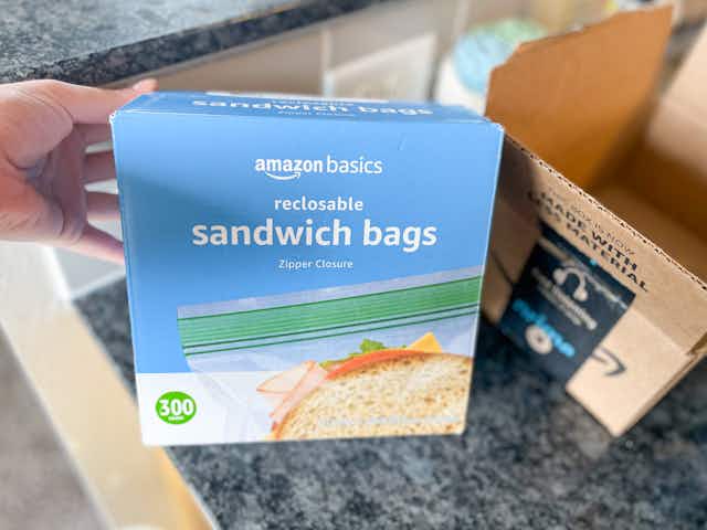 Amazon Basics Essentials, $2 and Up: Sandwich Bags, Toilet Paper, and More card image