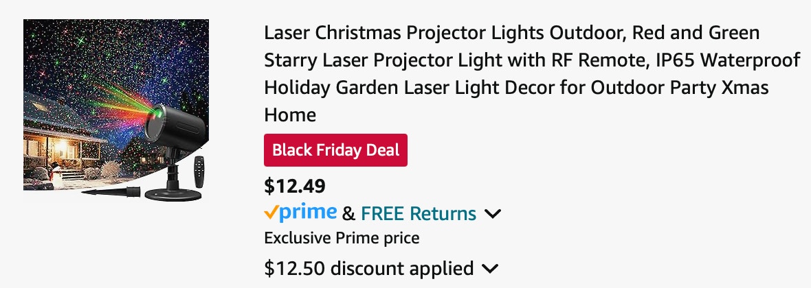 Laser Christmas Projector Amazon Receipt