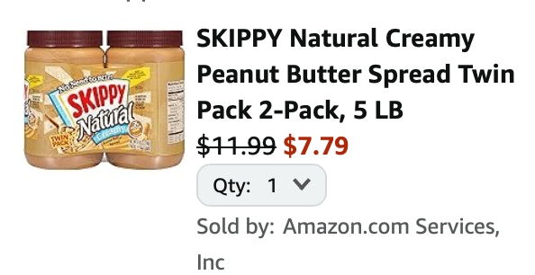 Skippy peanut butter Amazon receipt