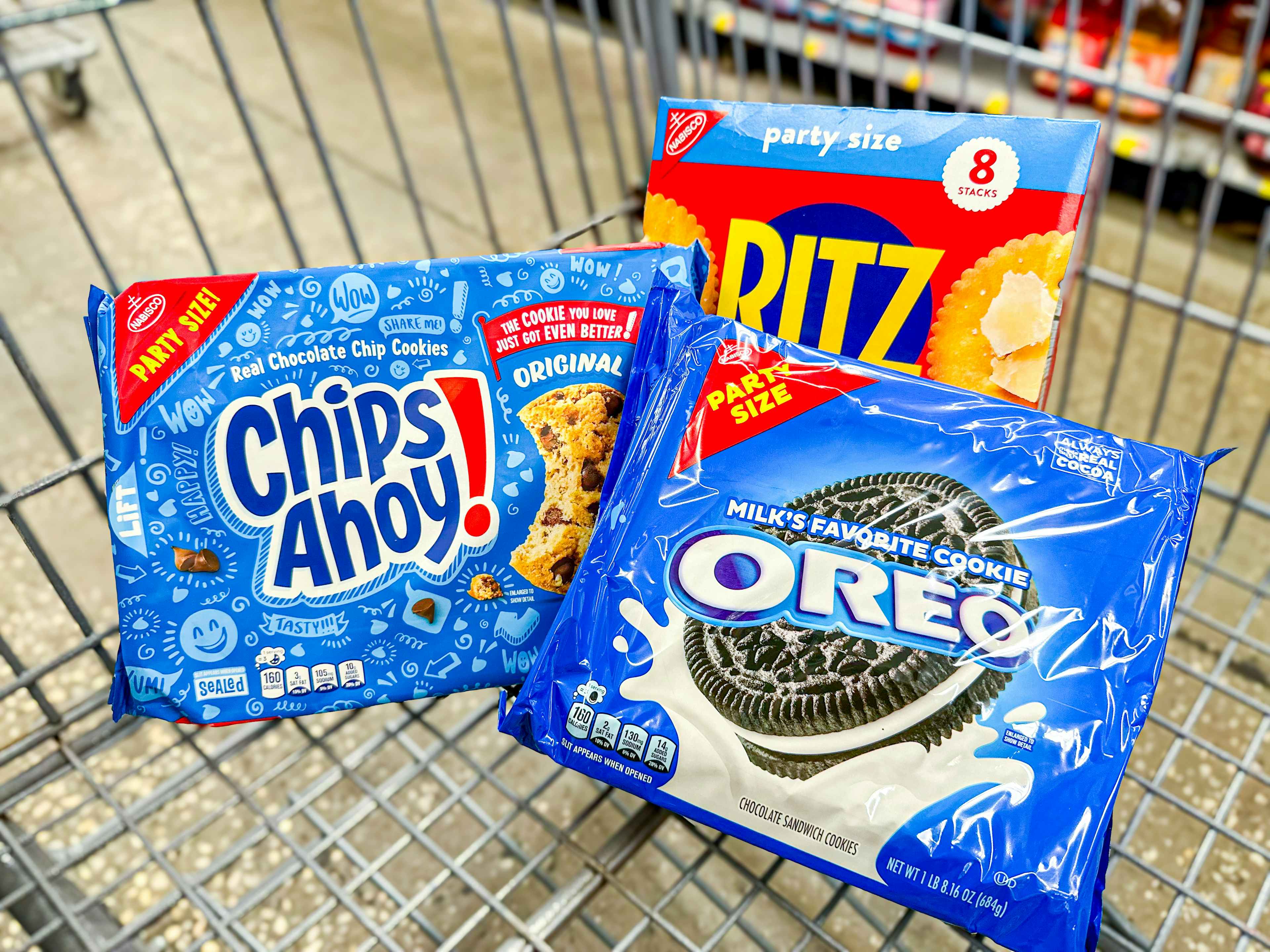 oreo ritz chips ahoy in walmart cart