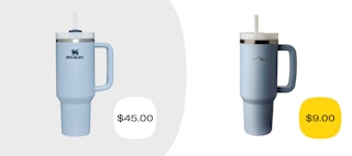 stanley quencher and aldi crofton tumbler price comparison graphic