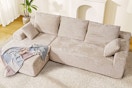Lifestyle image of the beige Homshade cloud sectional sofa in home setting
