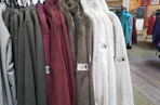 fleece jackets displayed in a store