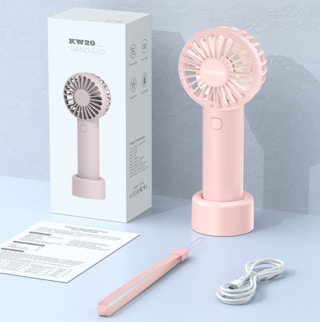 pink mini handheld fan