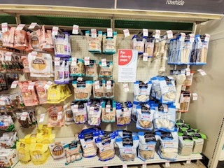 display of dog chews at petsmart