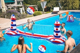 Inflatable Volleyball Net and Basketball Hoop, $18 After 50% Off Amazon Code card image