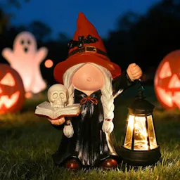 Halloween Witch Gnome Statue