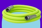 Flexzilla Garden Utility Hose 5/8 in. x 15 ft on a blue background.