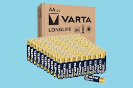 a pack of batteries in front of a box
