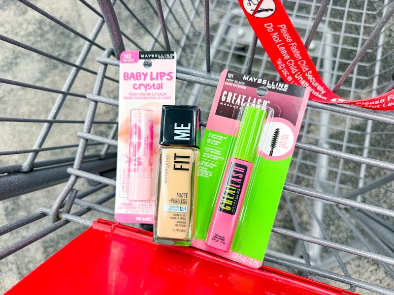maybelline cosmetics in a cart