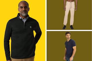 yellow and olive collage with mens clothing