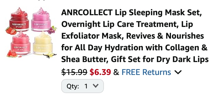 lip masks Amazon receipt