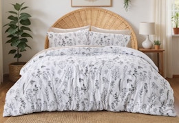 white and black floral comforter set