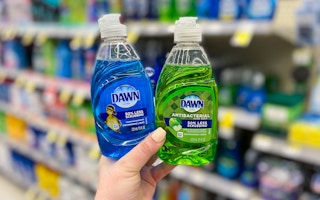 hand holding two bottles dove dish soap