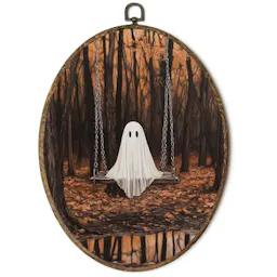 Fall Halloween Ghost Oval Wall Art