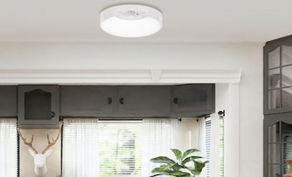 a ceiling light in a room 