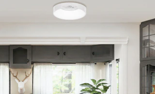 a ceiling light in a room
