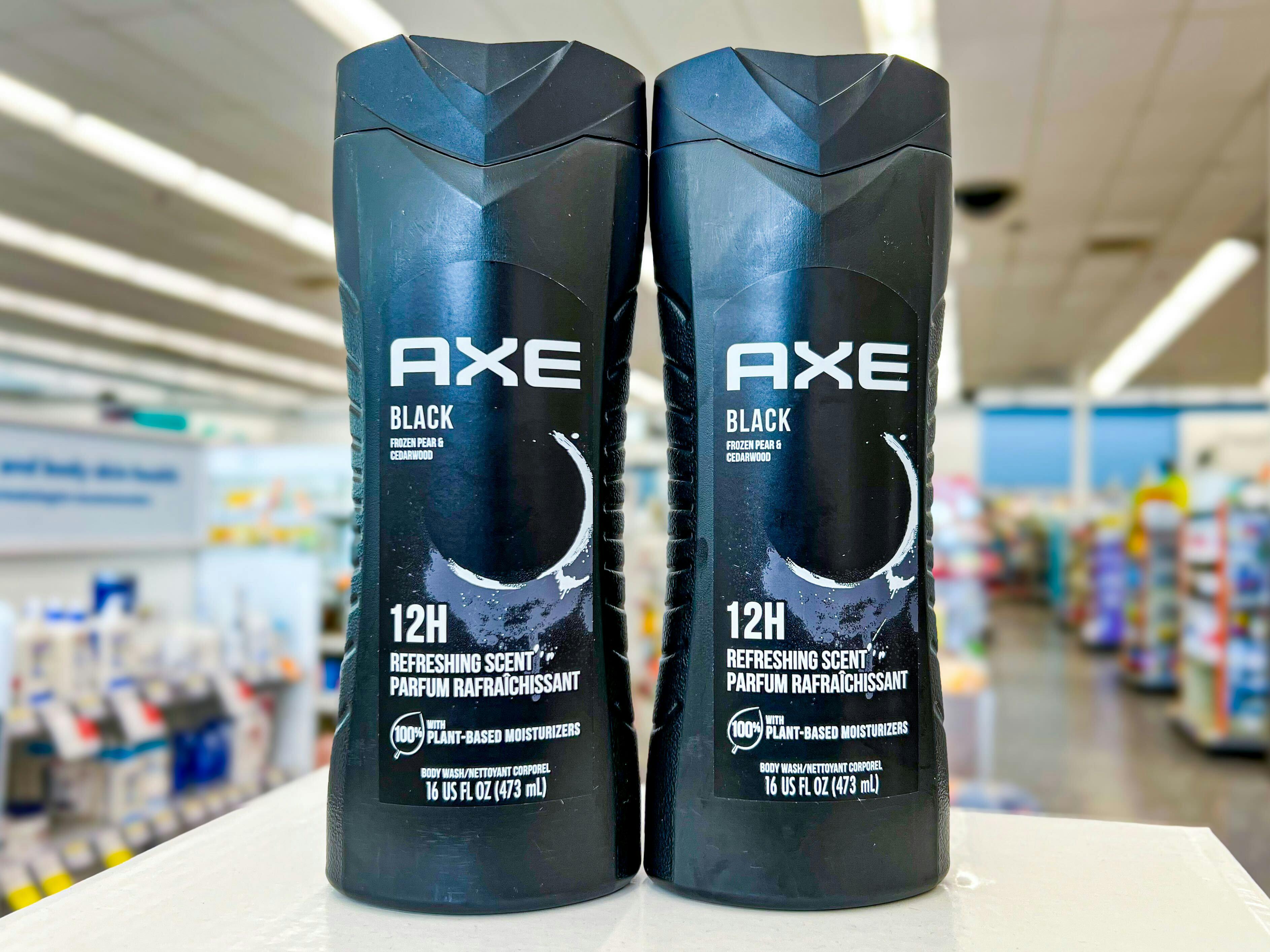two axe black body washes in  walgreens