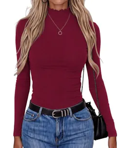 Women's Mock Neck Long Sleeve Top