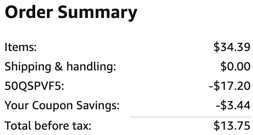 an amazon order summary ending in $13.75