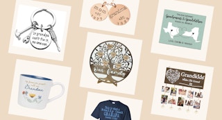 A collage of gift ideas for grandparents