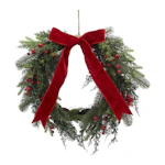Red Berry & Red Velvet Bow Wreath