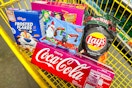 dollar general groceries in a shopping cart