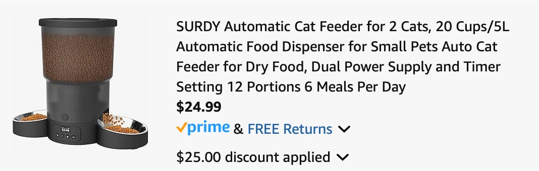 pet feeder Amazon receipt