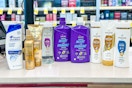 hair care items on a store checkout counter