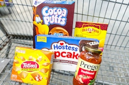 meijer groceries in a shopping cart