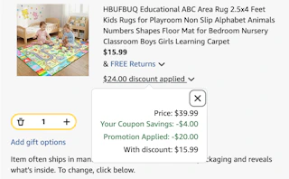 area rug Amazon receipt