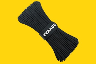 550 Paracord, 100 ft on a yellow background