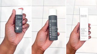 Different kinds of Paula's Choice Skin Perfecting pro being held up