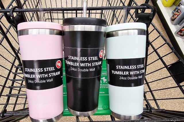 New Stainless Steel Tumblers, Just $5 at Dollar Tree card image