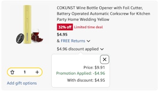wine opener Amazon receipt