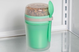 yogurt container in a fridge