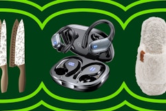 Carote knife set, wireless earbuds, and slippers