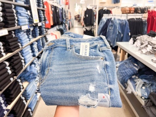 jeans on display in store