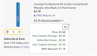 Covergirl Amazon receipt