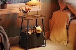 side table in a bedroom