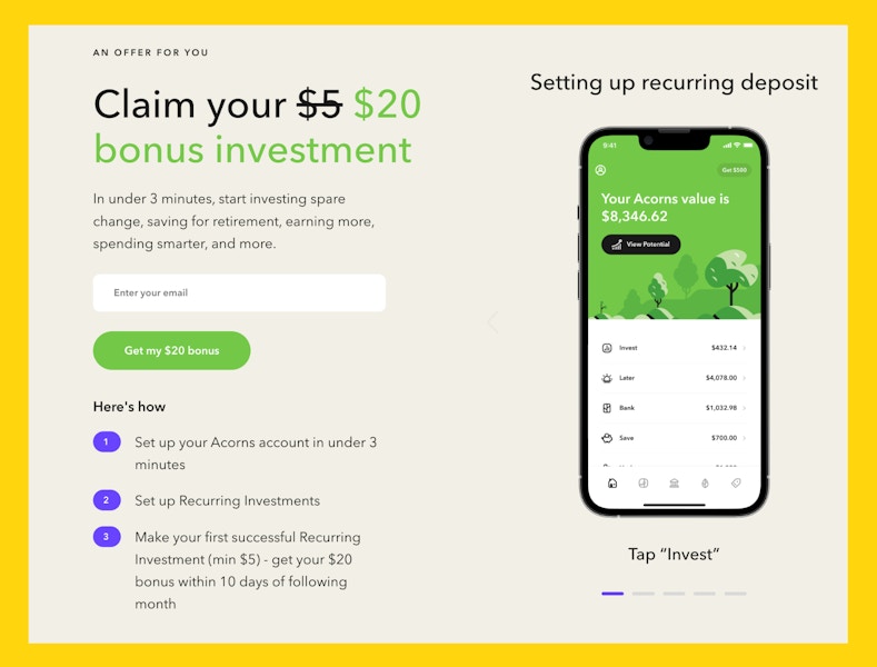 Acorns investment fine print. 